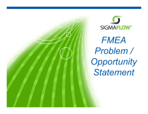 FMEA Problem / / Opportunity Statement