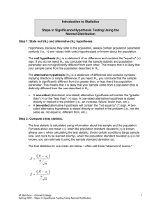 Steps In Significance/ hypothesis Testing Using