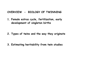 OVERVIEW - BIOLOGY OF TWINNING 1. Female estrus cycle