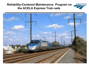 Reliability-Centered Maintenance Program on the ACELA Express