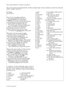 Poetry Analysis Worksheet: "To Autumn" by John