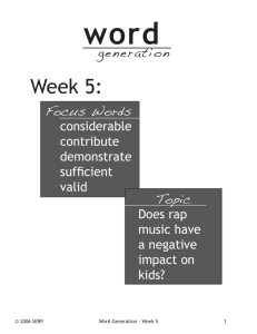 Sample of Word Generation: Week 5