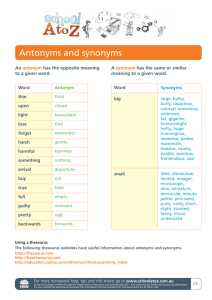 Antonyms and synonyms - Department of Education NSW
