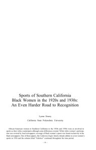Sports of Southern California Black Women in the 1920s and 1930s