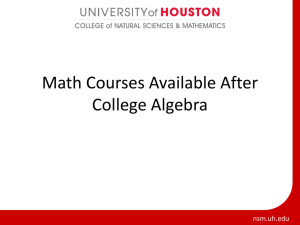 Math Courses Available After College Algebra