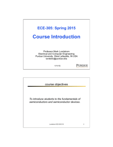 Introduction to ECE 305 Spring 2015 (Lundstrom)