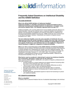 Frequently Asked Questions on Intellectual Disability and the AAIDD