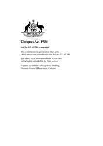 Cheques Act 1986