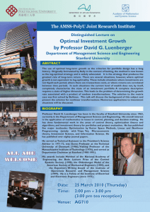 Optimal Investment Growth by Professor David G. Luenberger