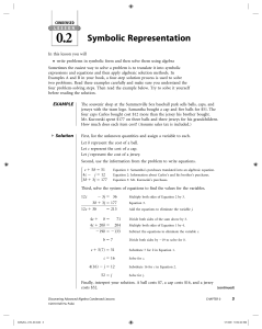 LESSON 0.2 Symbolic Representation