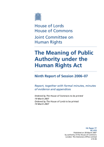 The Meaning of Public Authority under the Human Rights Act: Ninth