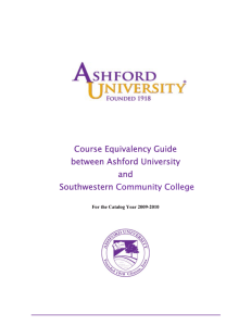 Course Equivalency Guide between Ashford University and