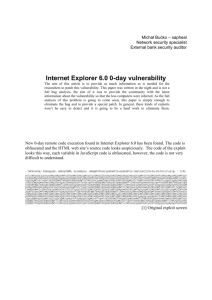 Internet Explorer 6.0 0-day vulnerability