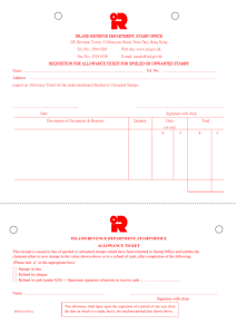 Requisition for Allowance Ticket for spoiled or unwanted Stamps