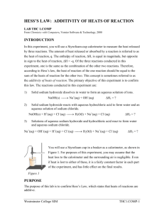 hess's law: additivity of heats of reaction