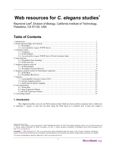 Web resources for C. elegans studies