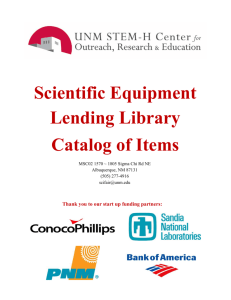 Scientific Equipment Lending Library Catalog of Items
