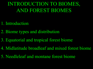 Lecture topic 13: Introduction to biomes, and forest biomes