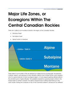Major Life Zones, or Ecoregions Within The Central Canadian Rockies