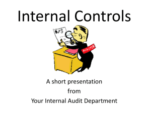 Internal Controls - Internal Audit Department