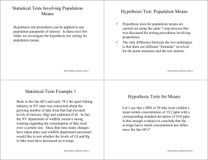 Statistical Tests Involving Population Means Hypothesis Test