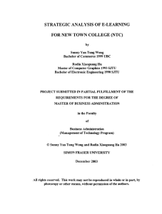 strategic analysis of e-learning for new town college (ntc)