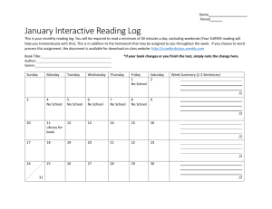 January Interactive Reading Log