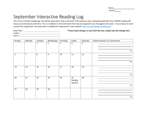 September Interactive Reading Log