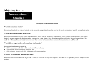 Majoring in . . . . International Studies - University College