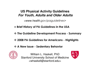 US Physical Activity Guidelines For Youth, Adults and Older Adults
