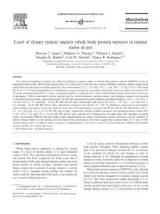Level of dietary protein impacts whole body