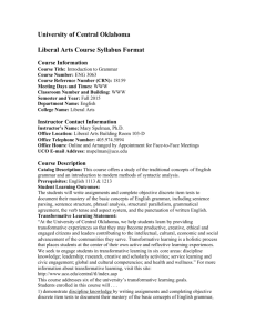 University of Central Oklahoma Liberal Arts Course Syllabus Format
