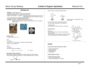 Baran Group Meeting Cobalt in Organic Synthesis Klement Foo