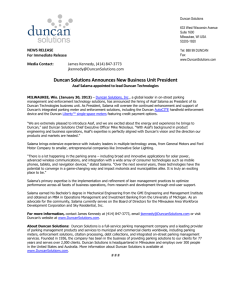 Duncan Solutions Announces New Business Unit President