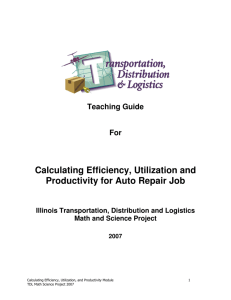 Calculating Efficiency, Utilization and Productivity for Auto Repair Job