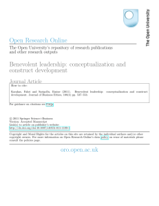 Open Research Online Benevolent leadership: conceptualization