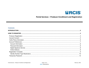 Portal Services - Producer Enrollment and Registration