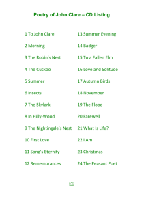Poetry of John Clare – CD Listing 1 To John Clare 13 Summer