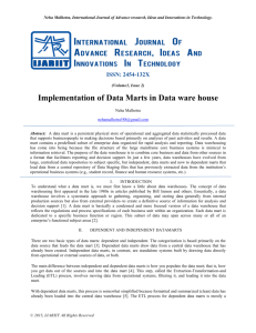 Implementation of Data Marts in Data ware house