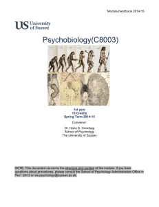 Psychobiology(C8003) - University of Sussex