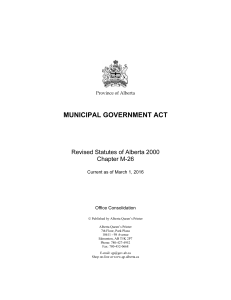 MUNICIPAL GOVERNMENT ACT - Alberta Queen's Printer