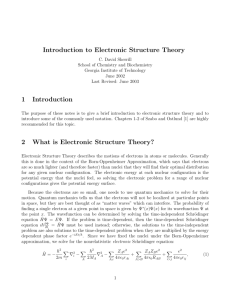 Introduction to Electronic Structure Theory