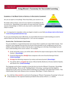 Using Bloom's Taxonomy for Successful Learning