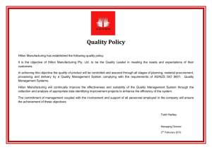 Quality Policy - Hilton Manufacturing