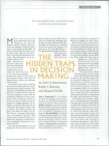 HIDDEN TRAPS IN DECISION MAKING