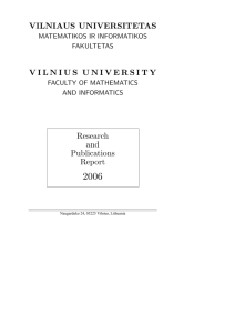 VILNIAUS UNIVERSITETAS VILNIUS UNIVERSITY Research and