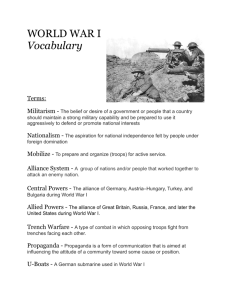 WORLD WAR I Vocabulary