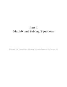 Part I Matlab and Solving Equations