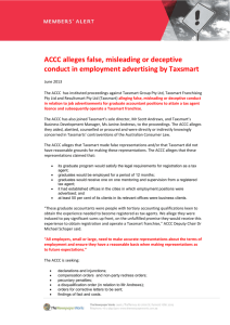 ACCC alleges false, misleading or deceptive conduct in