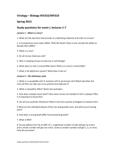 Virology – Biology W3310/W4310 Spring 2013 Study questions for